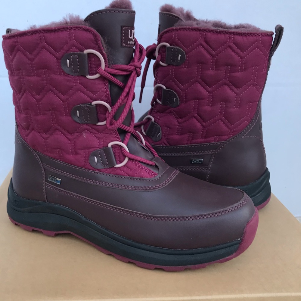 UGG LACHLAN leather Winter Boots shearling lined warm NEW w/box 9 Cordovan red